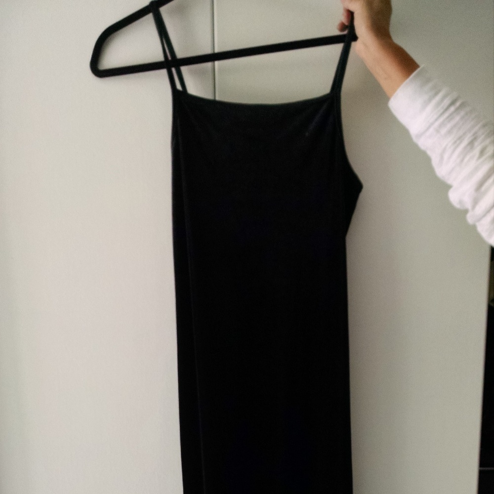 Black velvet dress.  Simple and stretchy .  Size 9